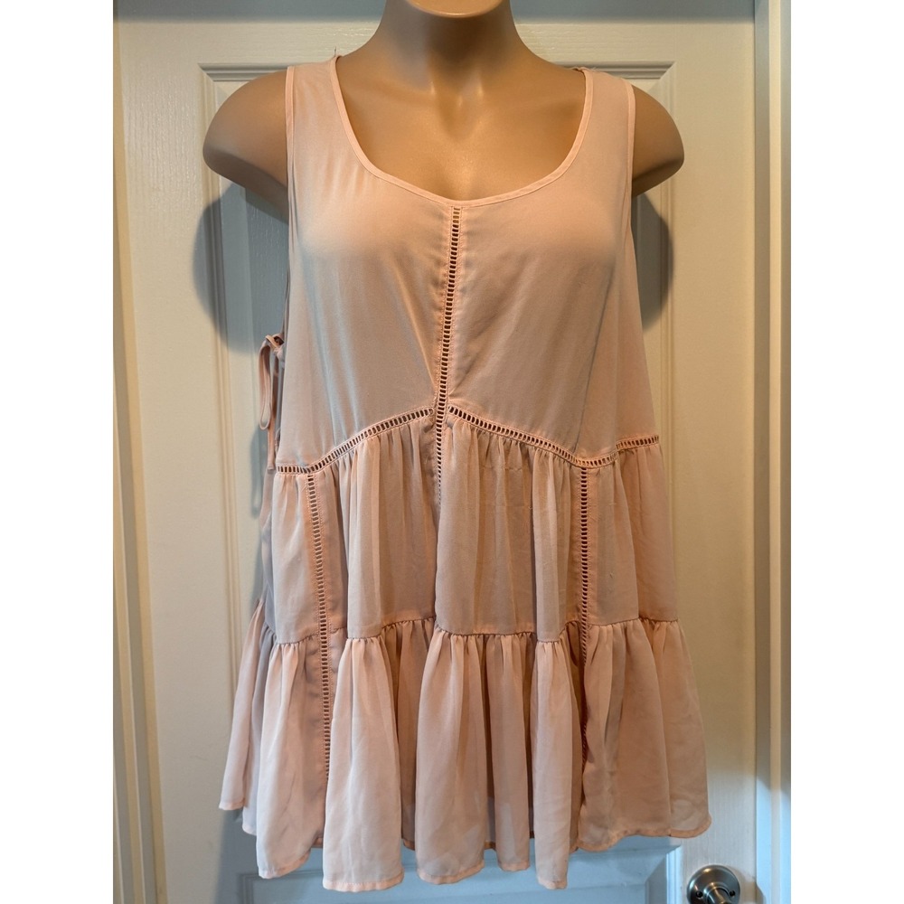 Torrid Size 3X Pink Tiered Sheer Babydoll Chiffon Top Boho Romantic
